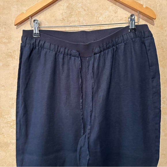 Ellen Tracy Company 100% Linen Navy Blue Pull-On Pants sz Medium - Picture 2 of 6